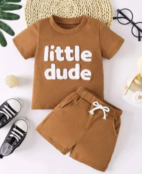 Little Dude Brown Short Sleeve Set