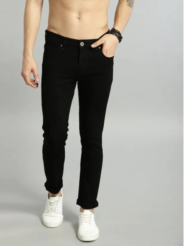 Men Black Skinny Fit Mid-Rise Clean Look Stretchable Jeans