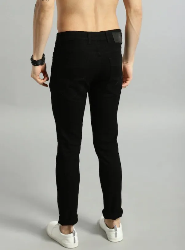 Men Black Skinny Fit Mid-Rise Clean Look Stretchable Jeans