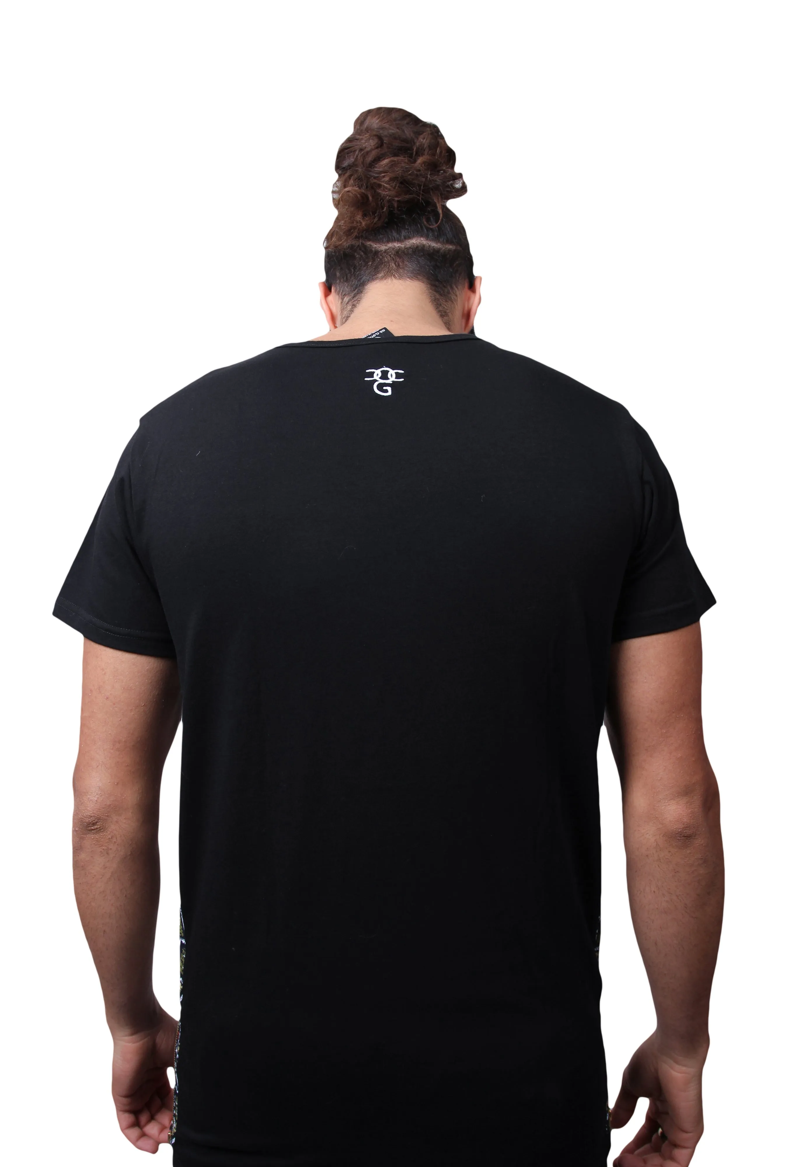 Mens O.G. African Inspired Black Long Panel T Shirt