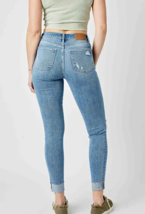 Mid Rise Destroy & Cuff Skinny
