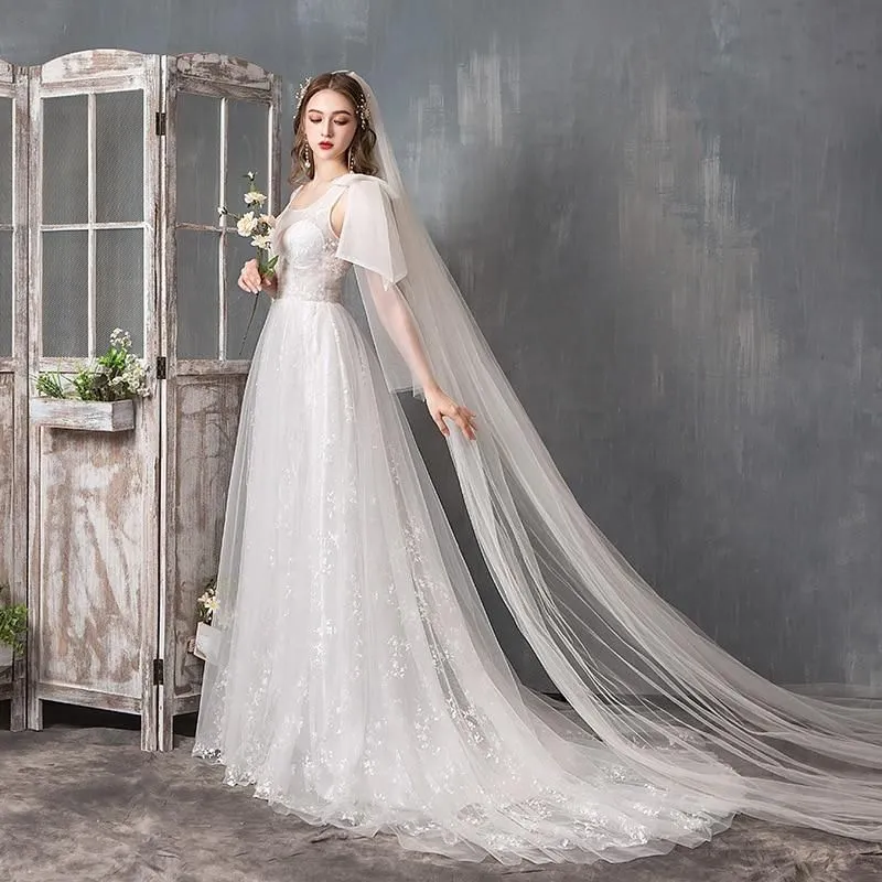 New A-line beautiful Wedding Dress With Small Train
