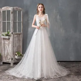 New A-line beautiful Wedding Dress With Small Train