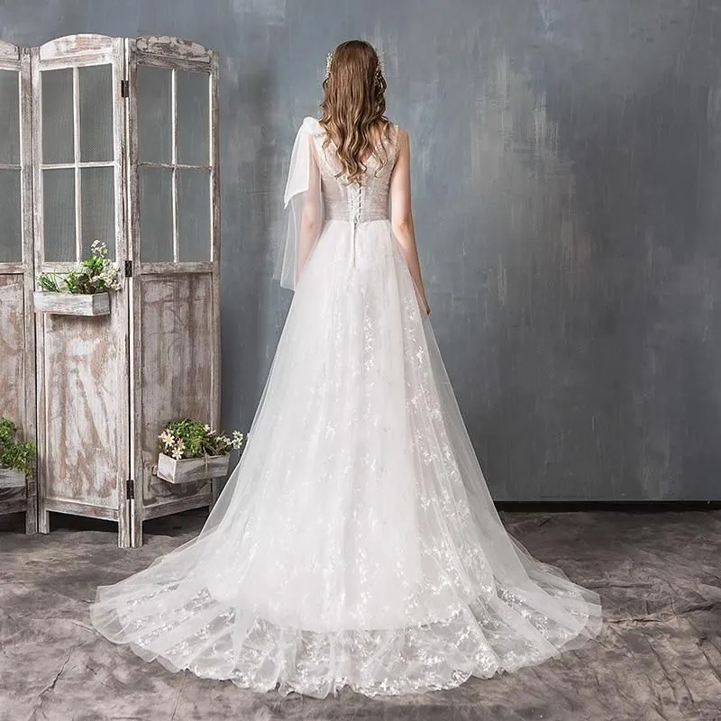 New A-line beautiful Wedding Dress With Small Train
