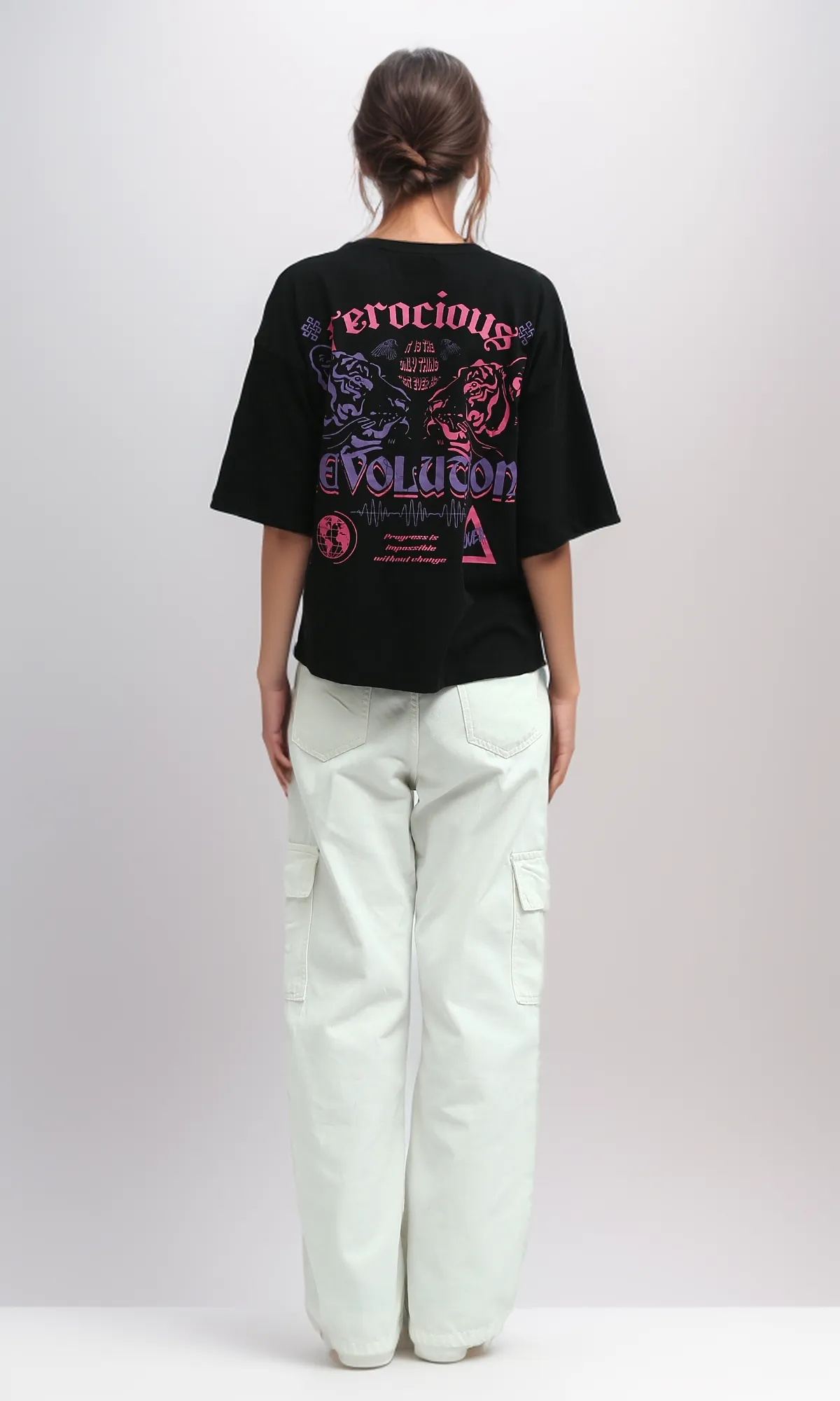 O198058 Summer Relaxed Fit Black Long Tee