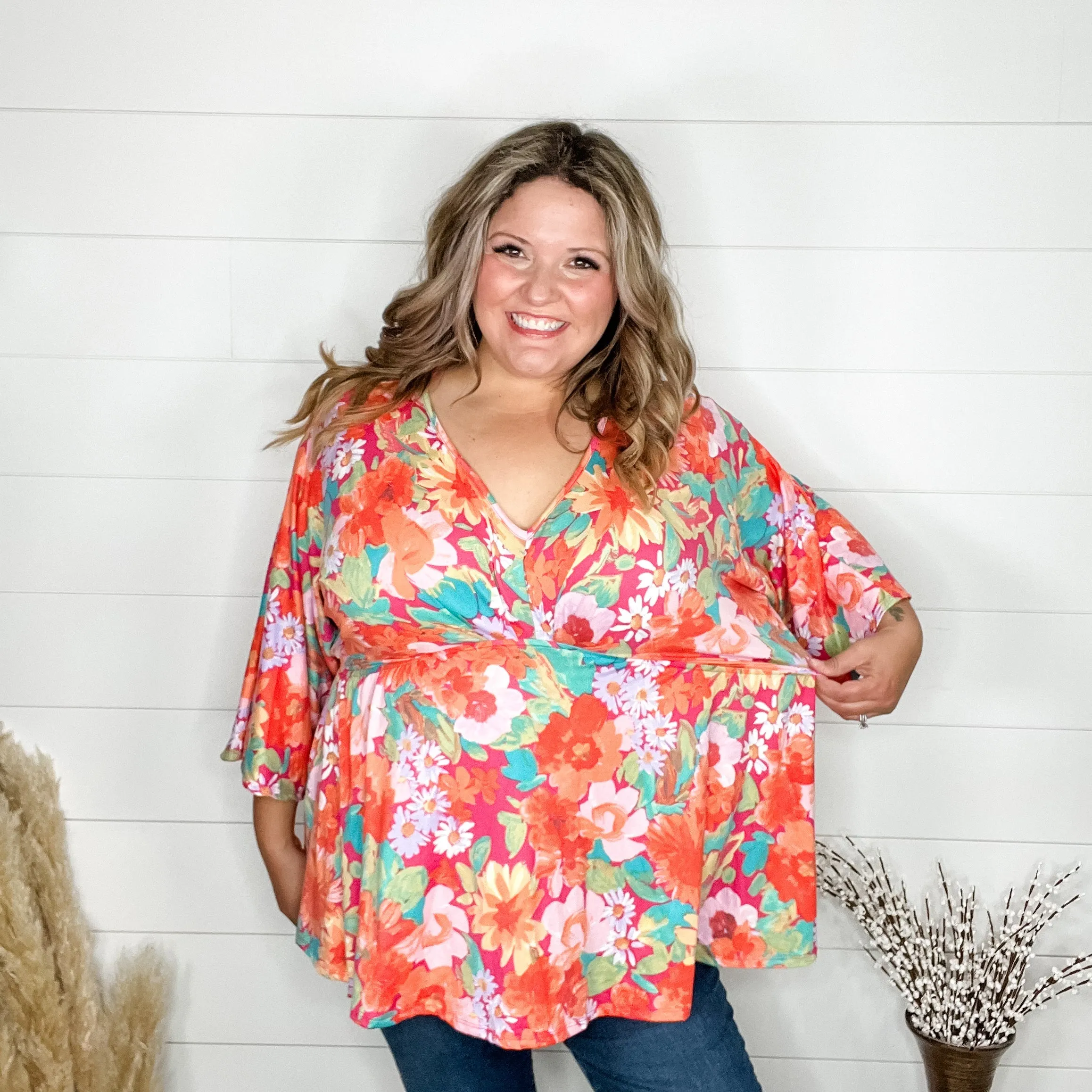"Honest" 3/4 Sleeve V Neck Empire Waist