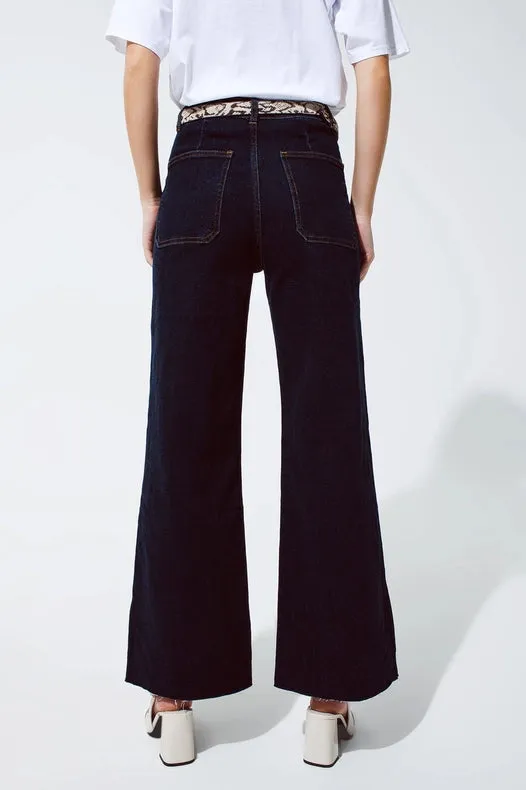 Straight Jeans With Pocket Detail In Dark Wash