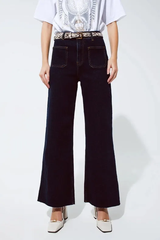 Straight Jeans With Pocket Detail In Dark Wash