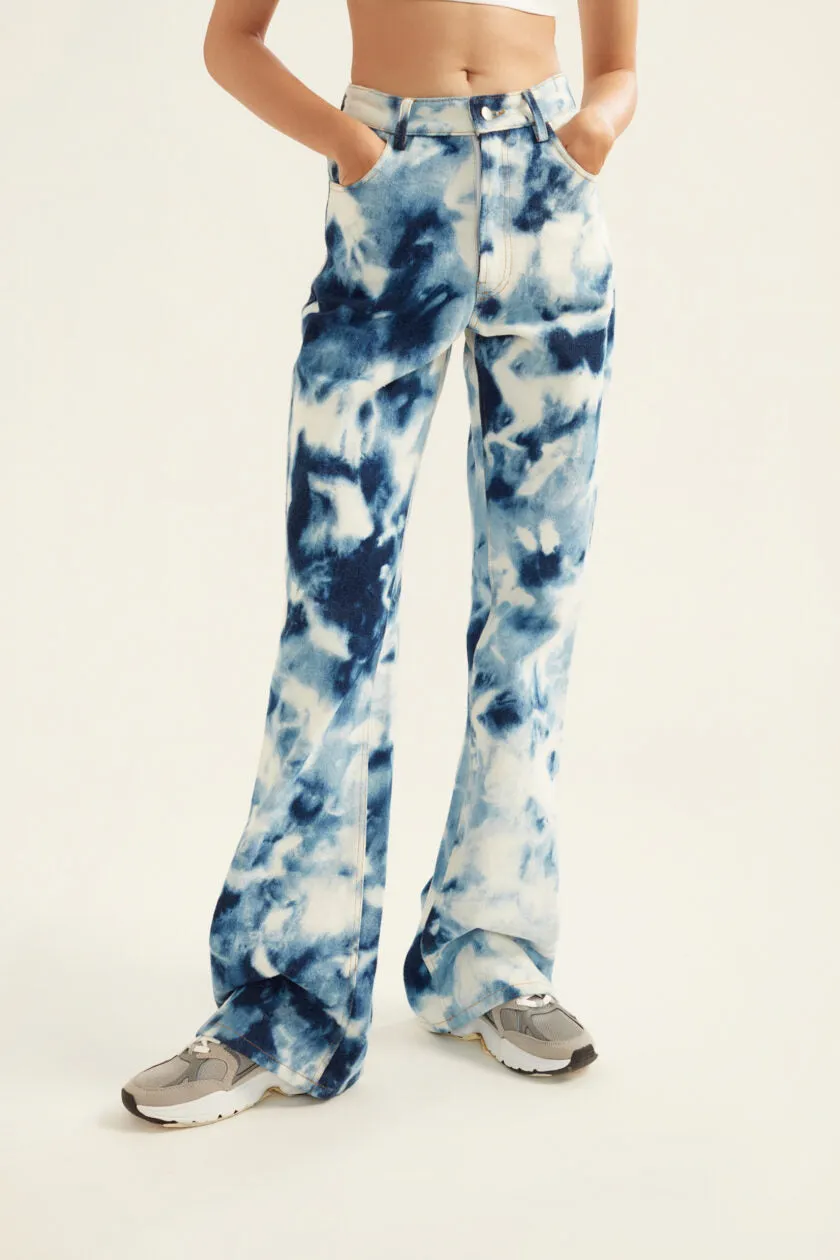 Tie & Dye Effect Oversized Jacket and Jeans Set