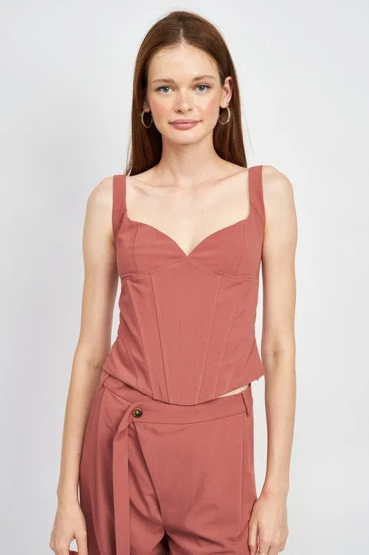 V NECK BUSTIER TOP